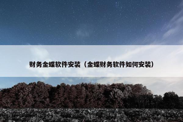 财务金蝶软件安装（金蝶财务软件如何安装）