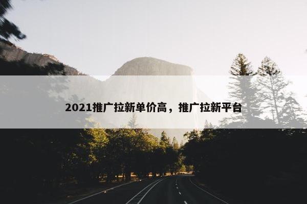 2021推广拉新单价高，推广拉新平台