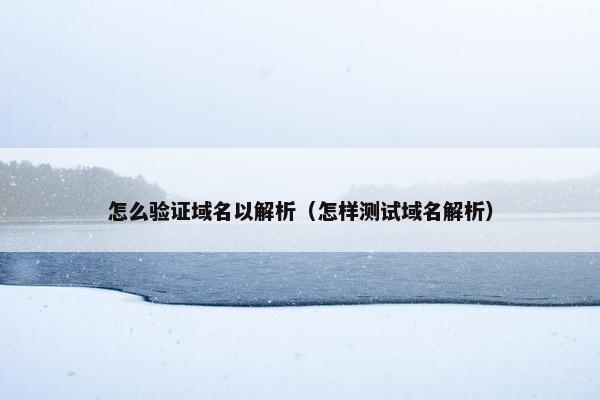 怎么验证域名以解析（怎样测试域名解析）
