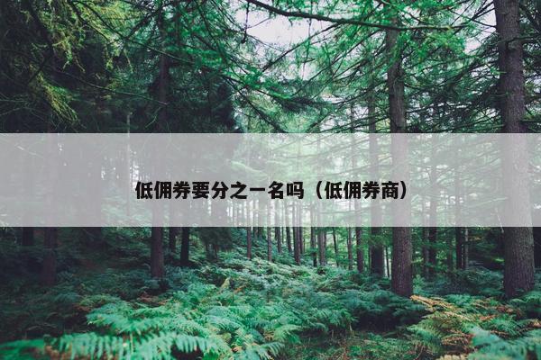 低佣券要分之一名吗（低佣券商）