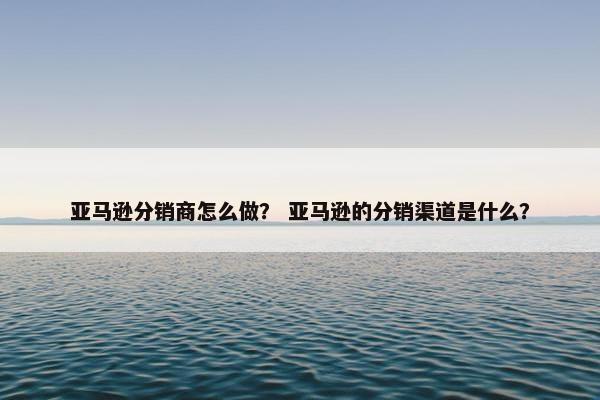 亚马逊分销商怎么做？ 亚马逊的分销渠道是什么？