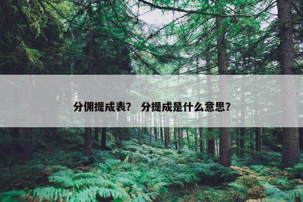 分佣提成表？ 分提成是什么意思？