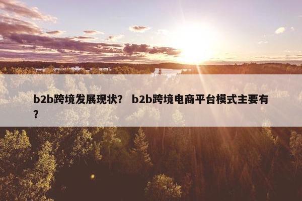 b2b跨境发展现状？ b2b跨境电商平台模式主要有？