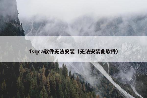 fsqca软件无法安装（无法安装此软件）