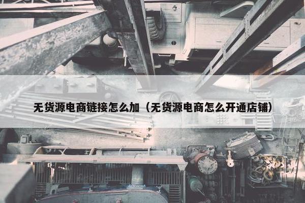 无货源电商链接怎么加（无货源电商怎么开通店铺）