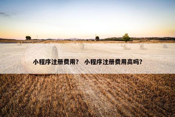 小程序注册费用？ 小程序注册费用高吗？