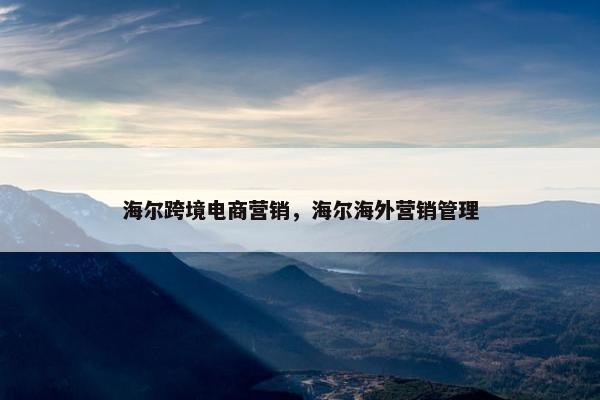 海尔跨境电商营销，海尔海外营销管理