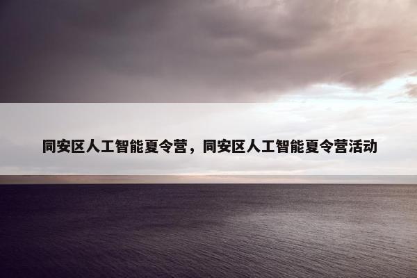 同安区人工智能夏令营，同安区人工智能夏令营活动