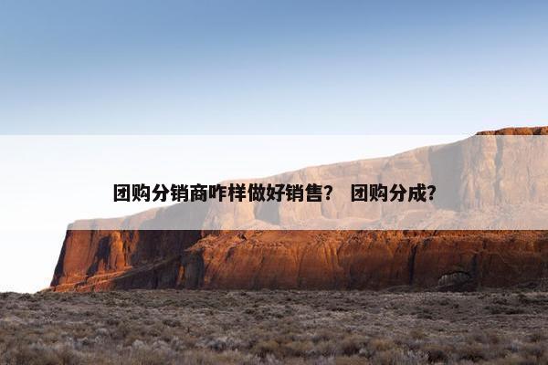 团购分销商咋样做好销售？ 团购分成？