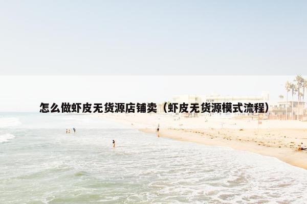 怎么做虾皮无货源店铺卖（虾皮无货源模式流程）