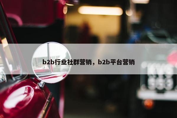 b2b行业社群营销，b2b平台营销