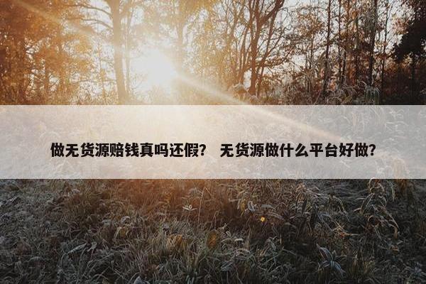 做无货源赔钱真吗还假？ 无货源做什么平台好做？