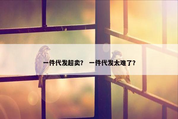 一件代发超卖？ 一件代发太难了？