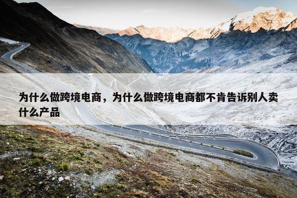 为什么做跨境电商，为什么做跨境电商都不肯告诉别人卖什么产品
