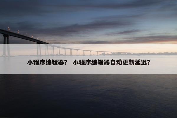 小程序编辑器？ 小程序编辑器自动更新延迟？