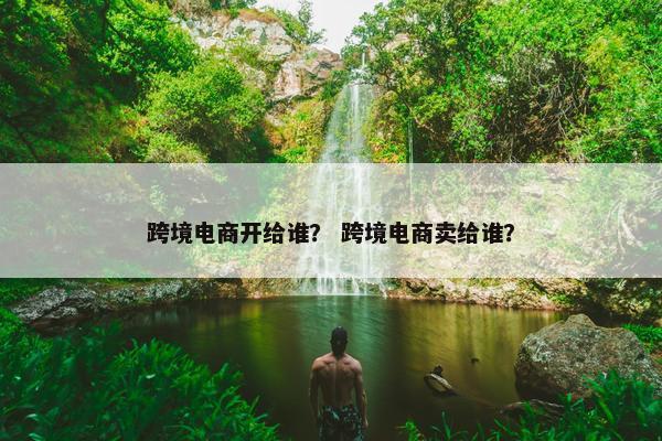 跨境电商开给谁？ 跨境电商卖给谁？