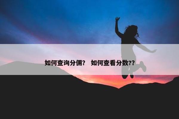 如何查询分佣？ 如何查看分数?？