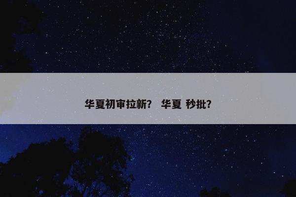 华夏初审拉新？ 华夏 秒批？
