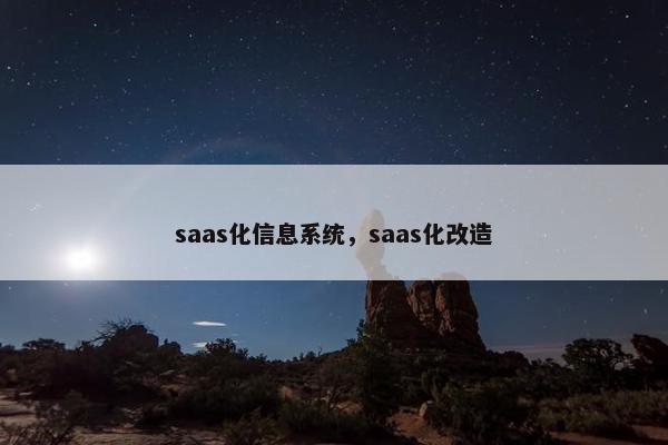 saas化信息系统，saas化改造