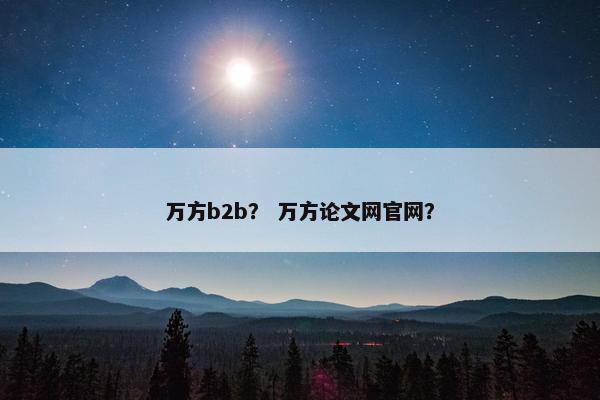 万方b2b？ 万方论文网官网？