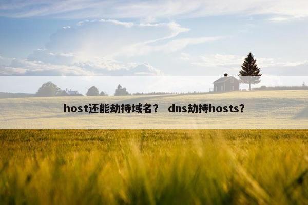 host还能劫持域名？ dns劫持hosts？