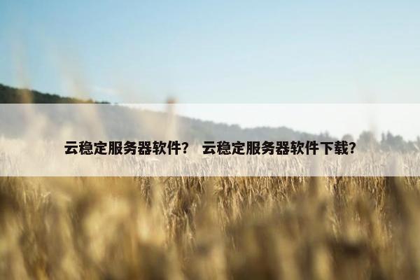 云稳定服务器软件？ 云稳定服务器软件下载？