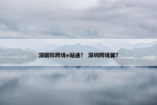 深国际跨境e站通？ 深圳跨境翼？