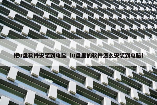把u盘软件安装到电脑（u盘里的软件怎么安装到电脑）