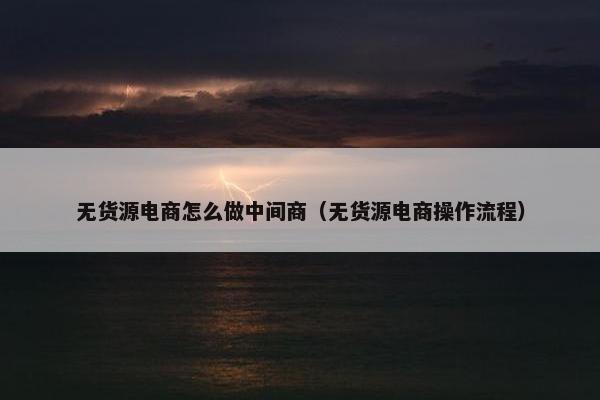 无货源电商怎么做中间商（无货源电商操作流程）