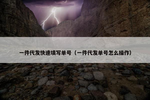 一件代发快速填写单号（一件代发单号怎么操作）