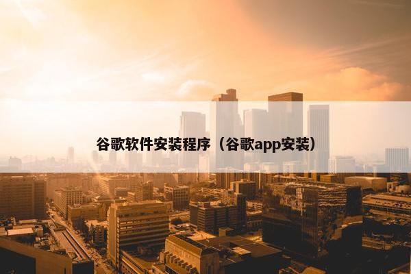 谷歌软件安装程序（谷歌app安装）