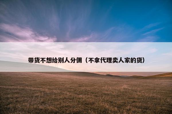 带货不想给别人分佣（不拿代理卖人家的货）