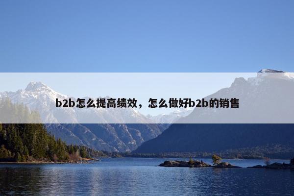 b2b怎么提高绩效，怎么做好b2b的销售