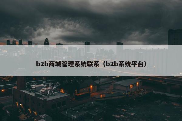 b2b商城管理系统联系（b2b系统平台）