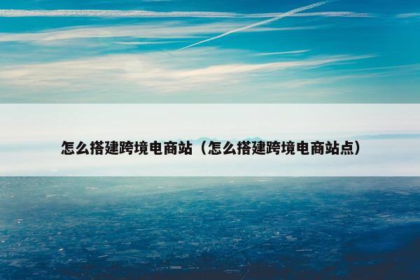 怎么搭建跨境电商站（怎么搭建跨境电商站点）
