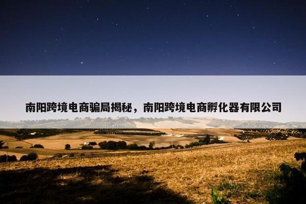 南阳跨境电商骗局揭秘，南阳跨境电商孵化器有限公司