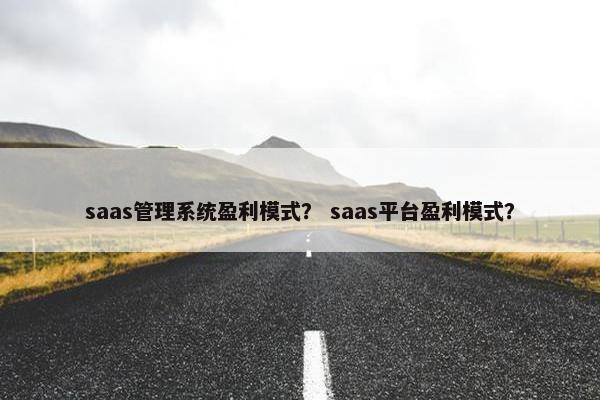 saas管理系统盈利模式？ saas平台盈利模式？