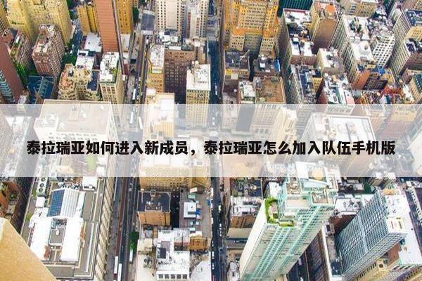 泰拉瑞亚如何进入新成员，泰拉瑞亚怎么加入队伍手机版