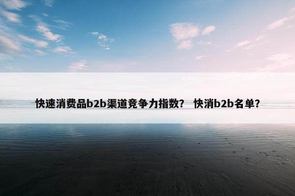 快速消费品b2b渠道竞争力指数？ 快消b2b名单？