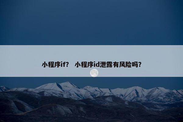 小程序if？ 小程序id泄露有风险吗？