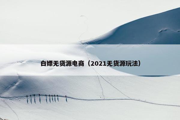 白嫖无货源电商（2021无货源玩法）