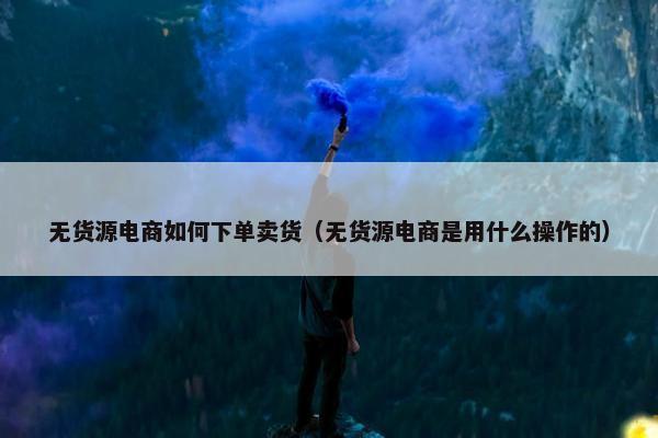 无货源电商如何下单卖货（无货源电商是用什么操作的）