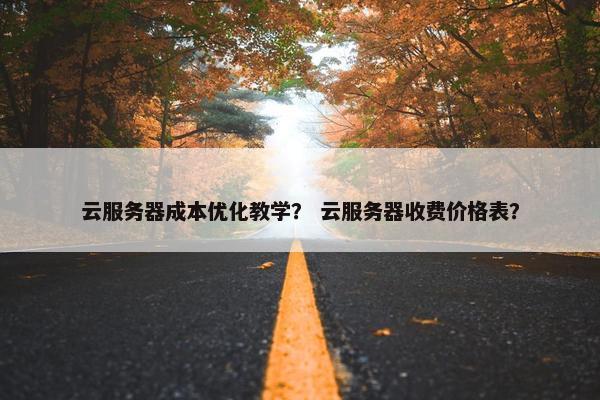 云服务器成本优化教学？ 云服务器收费价格表？