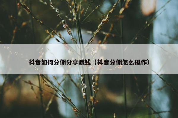 抖音如何分佣分享赚钱（抖音分佣怎么操作）