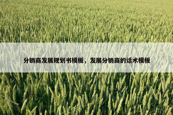 分销商发展规划书模板，发展分销商的话术模板