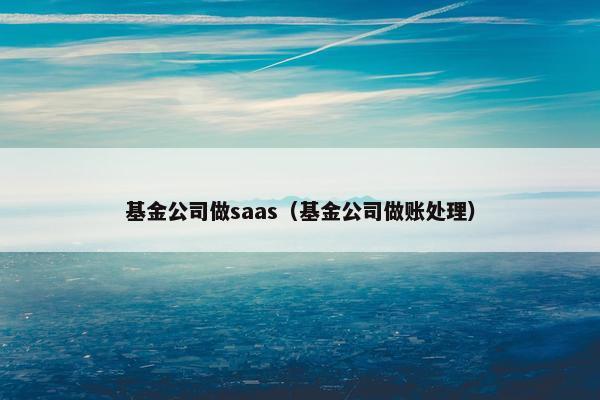 基金公司做saas（基金公司做账处理）