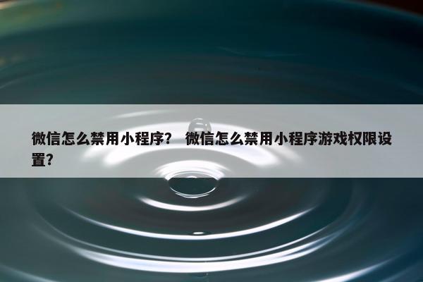 微信怎么禁用小程序？ 微信怎么禁用小程序游戏权限设置？