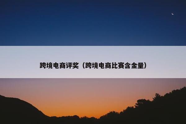 跨境电商评奖（跨境电商比赛含金量）
