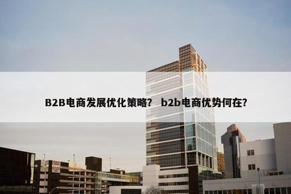 B2B电商发展优化策略？ b2b电商优势何在？