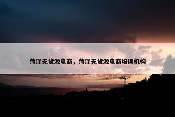 菏泽无货源电商，菏泽无货源电商培训机构